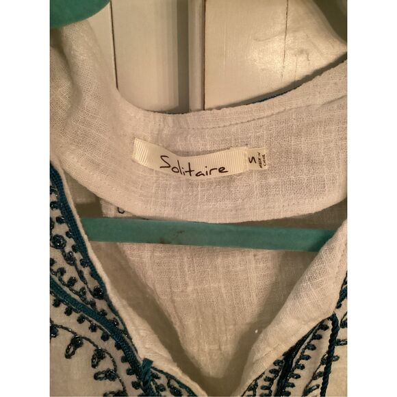 Solitaire Ravi Knosla Sleeveless Embroidered Top Tunic Sz S - Picture 2 of 9